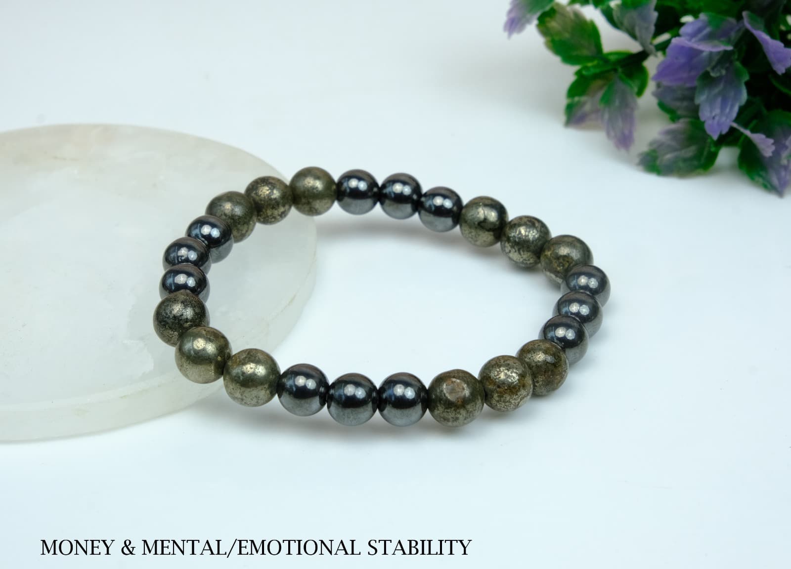 Money & Emotional Stability Hematite + Pyrite Bracelet