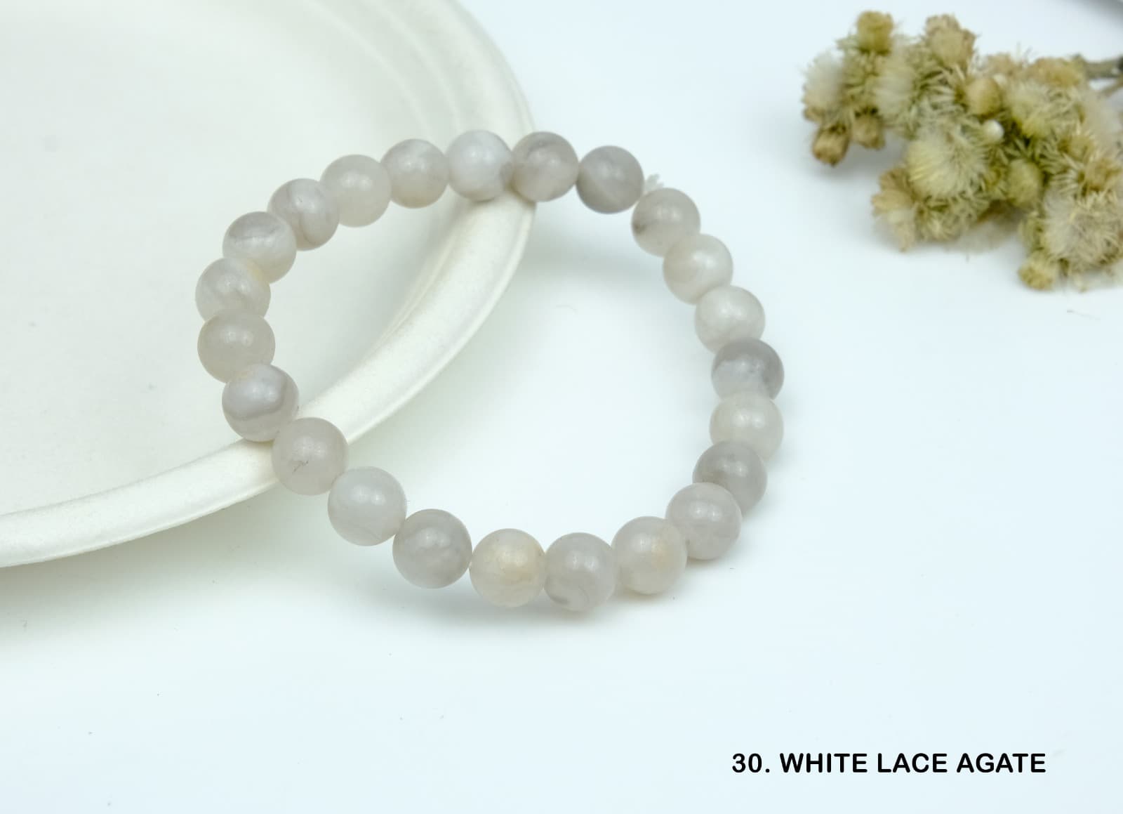 White Lace Agate Bracelet