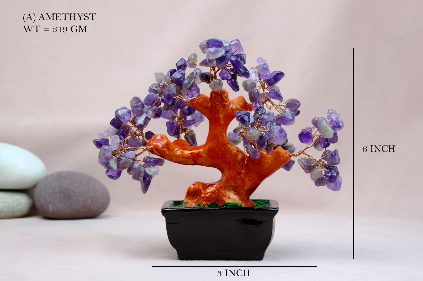 Crystal Tree Amethyst Bonsai Black Pot