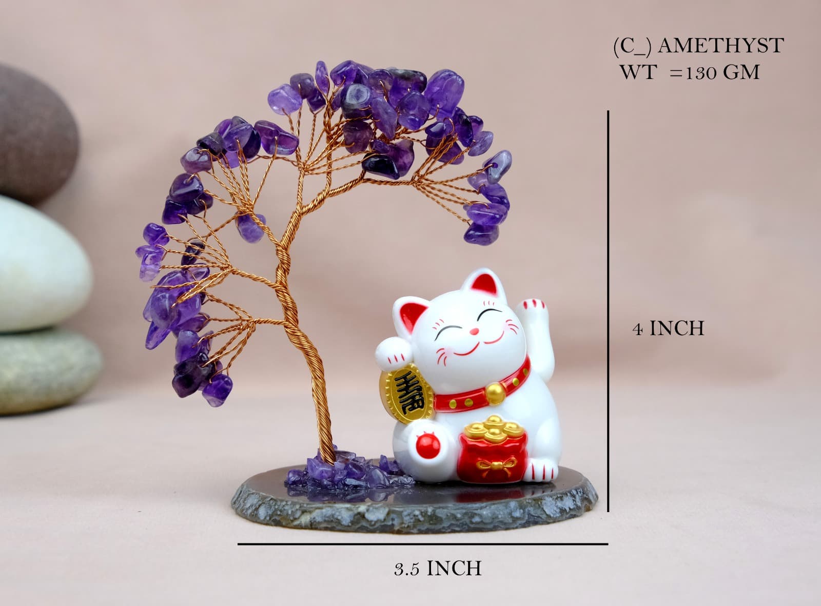 Crystal Tree Amethyst Lucky Cat