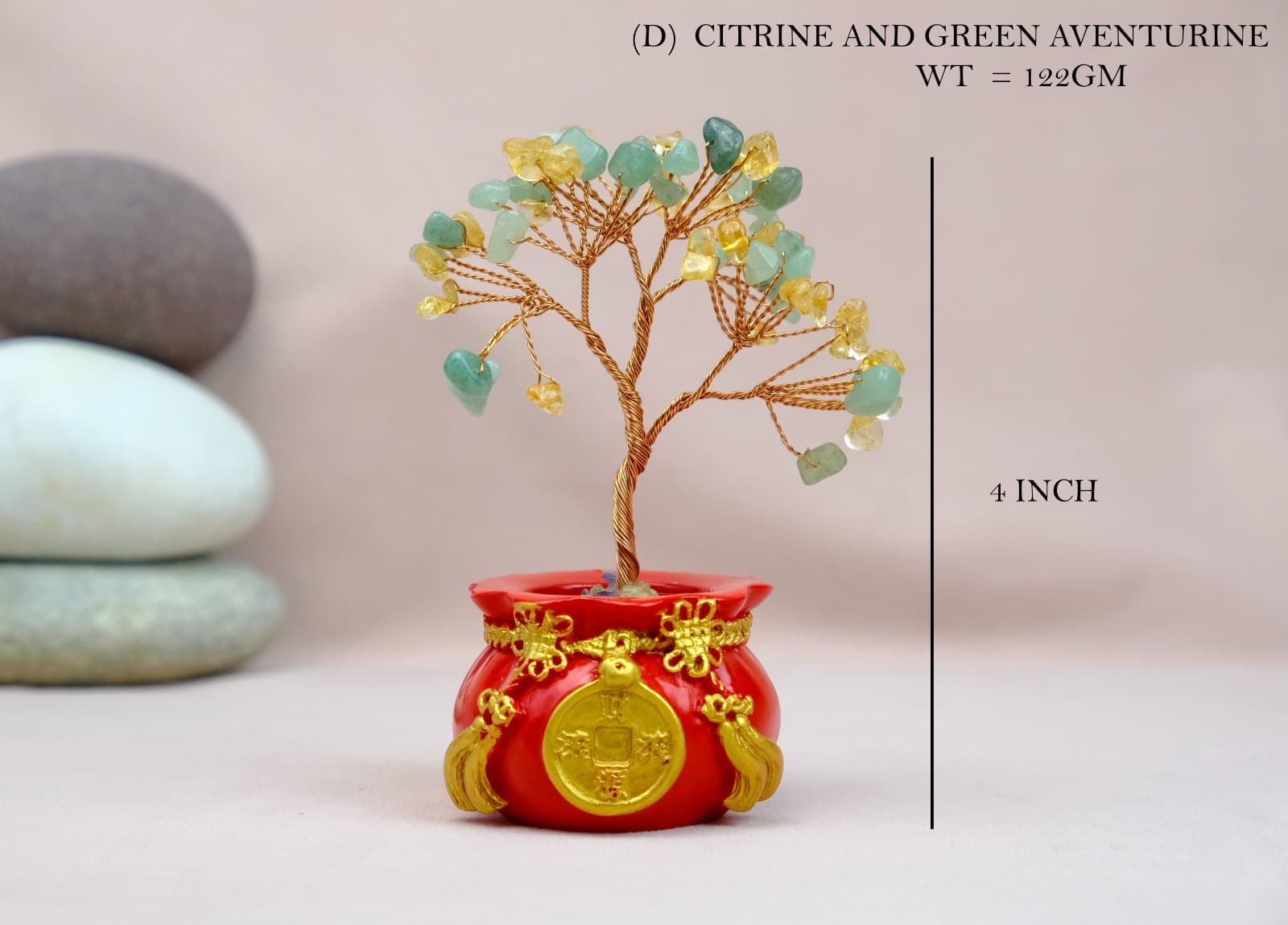 Crystal Tree Citrine Aventurine Red Pouch