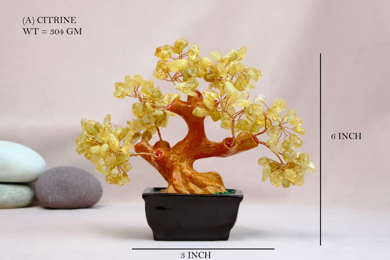 Crystal Tree Citrine Bonsai Black Pot