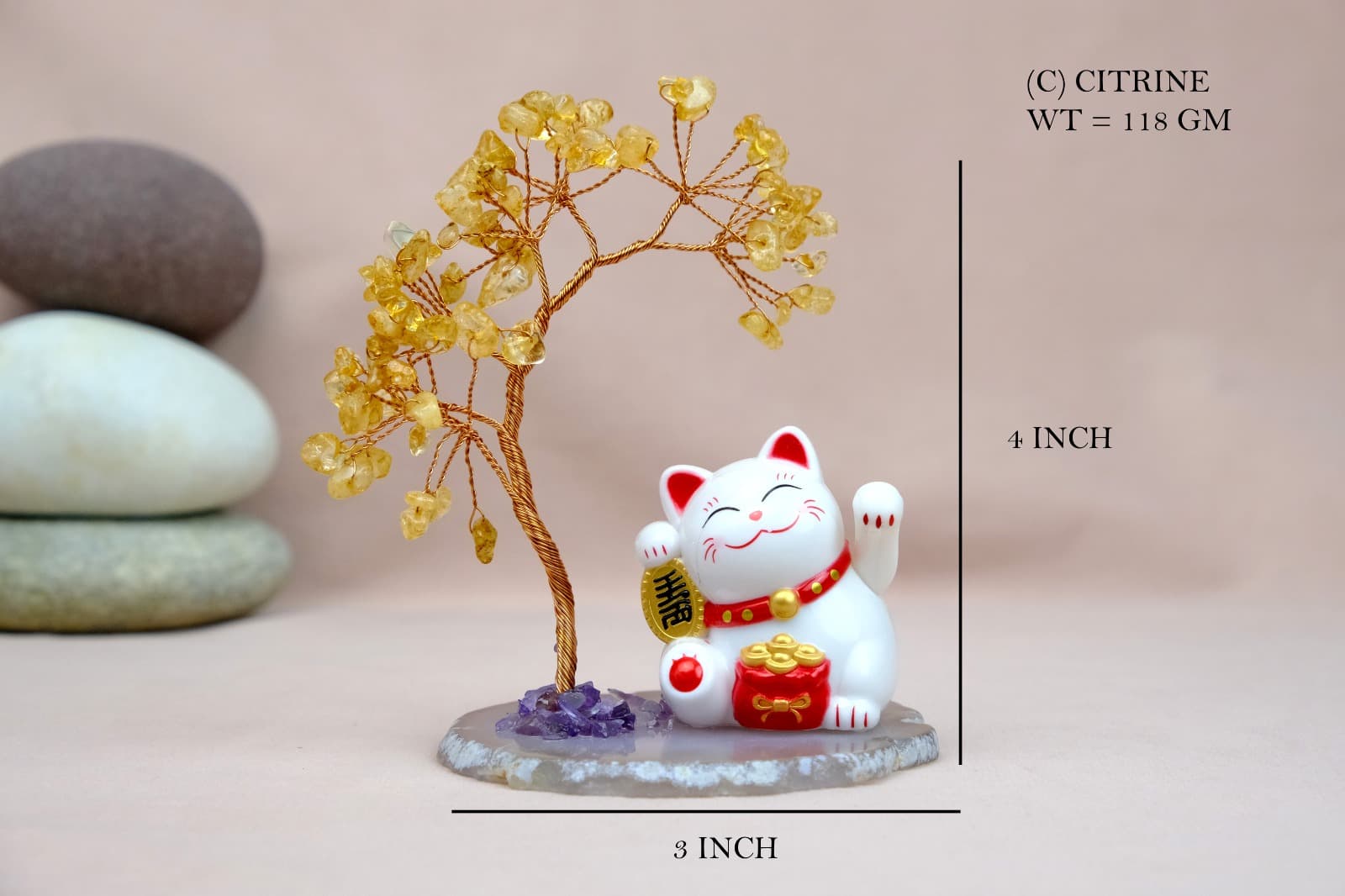 Crystal Tree Citrine Lucky Cat