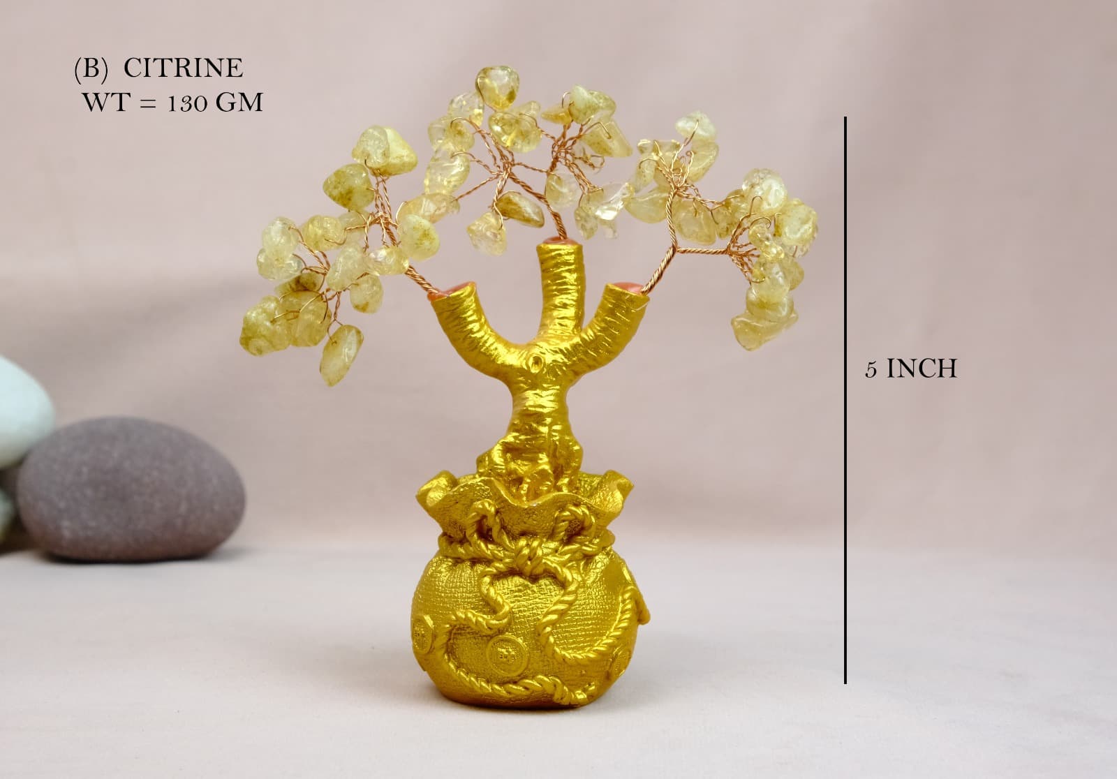 Crystal Tree Citrine Money Tree Gold Bag