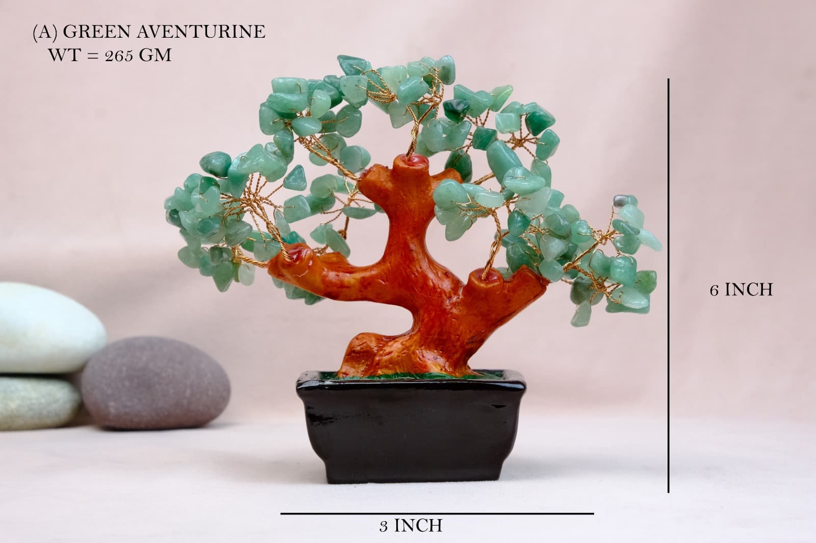 Crystal Tree Green Aventurine Bonsai Black Pot