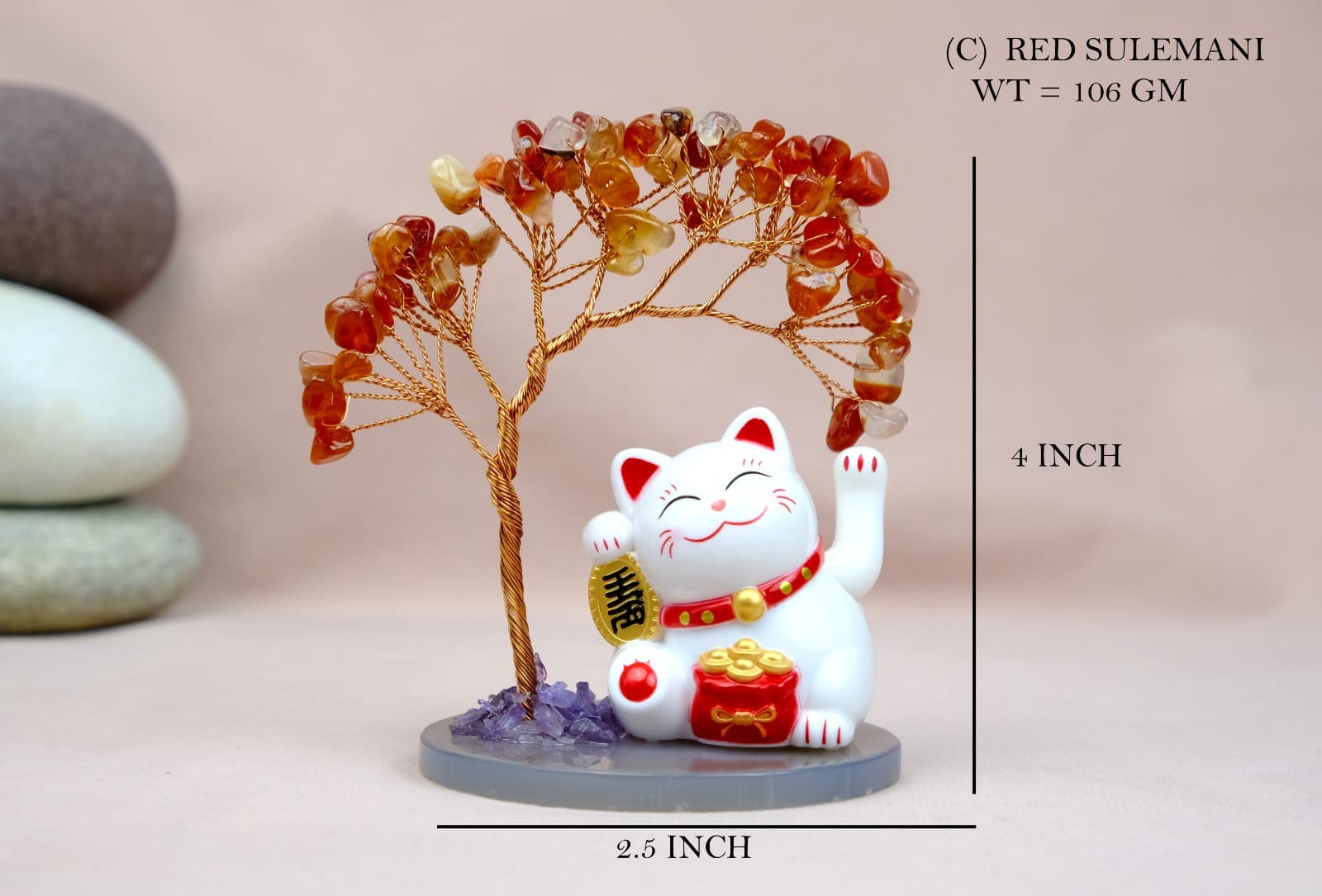 Crystal Tree Red Sulemani Lucky Cat