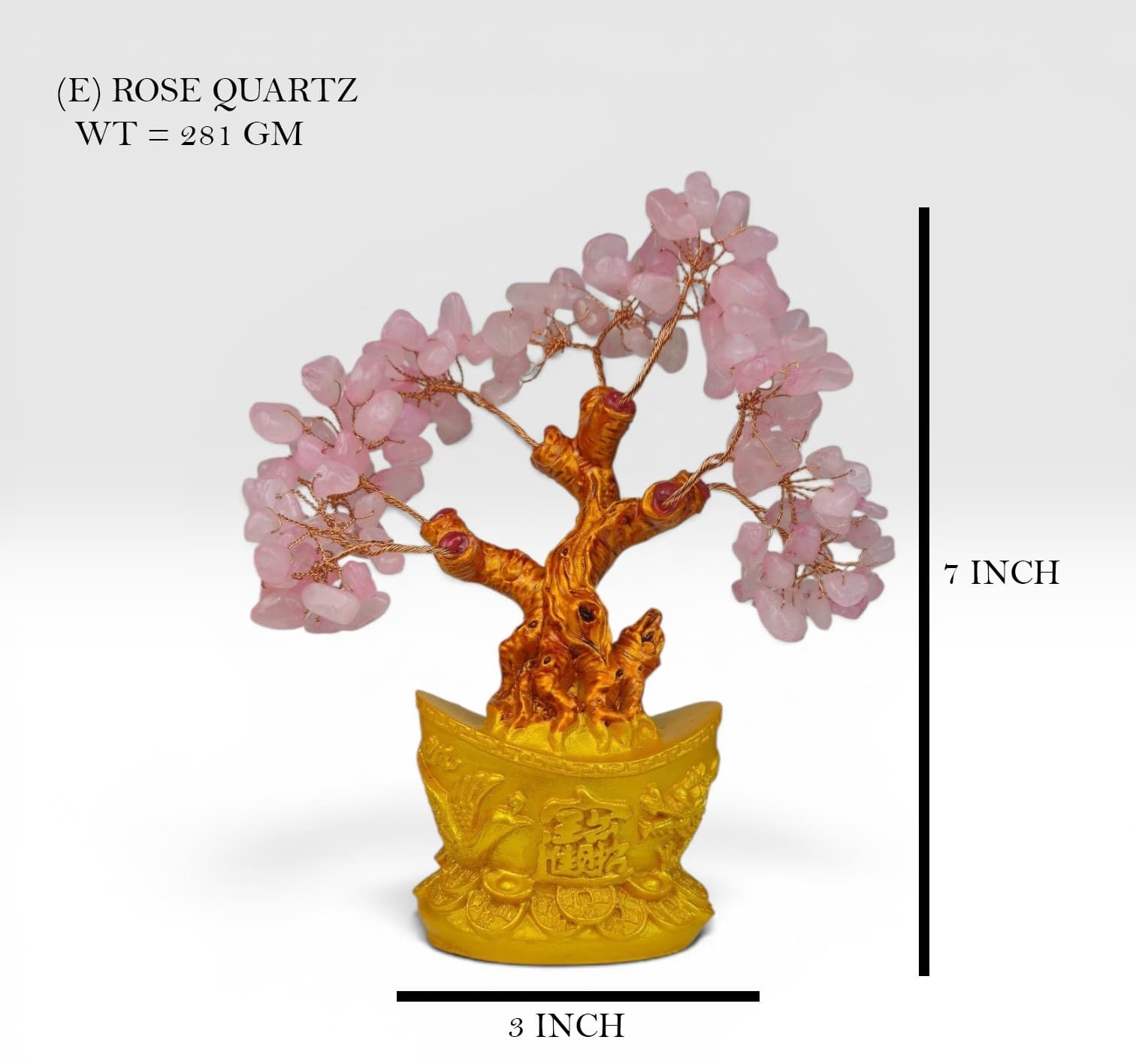 Crystal Tree Rose Quartz Gold Ingot